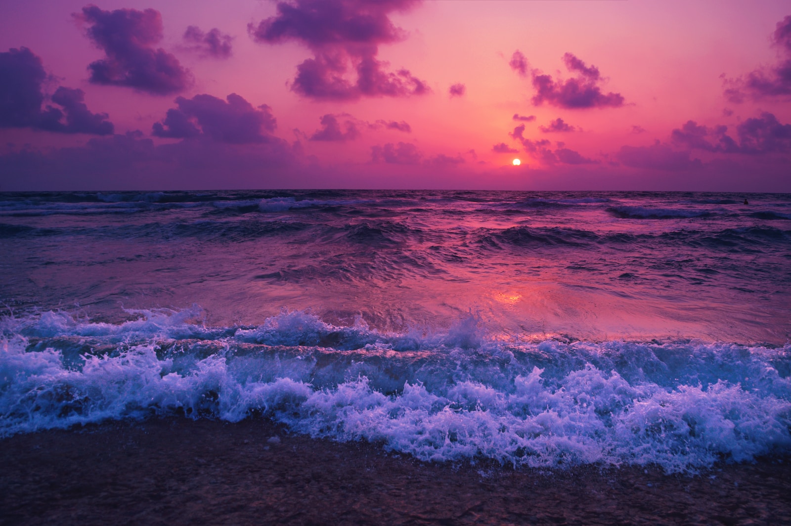 Ocean Waves in Sunset